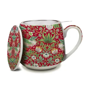 3 Piece Tea Infuser Mug William Morris Strawberry Thief Red