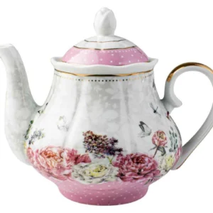 Floral Roses & Butterflies Collection Pink Teapot 1200ml