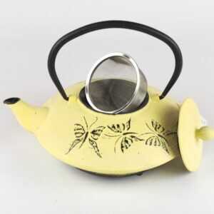 YELLOW BUTTERFLY 100ml Cast Iron Teapot With TRIVET