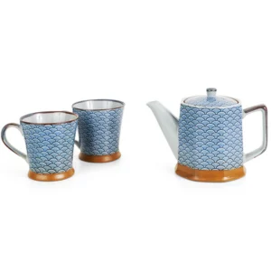 2 Cuppa Japanese Blue Wave Teapot