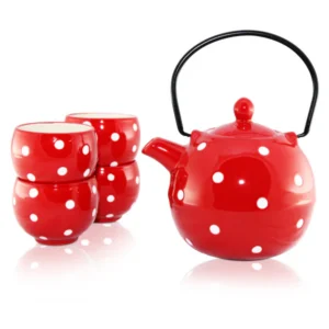 Polka Dot Red Tea Set 600ml